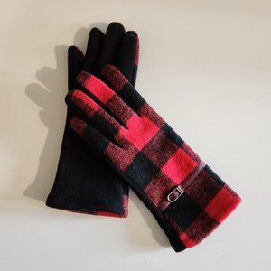 Red Plaid Gloves with silver buckle